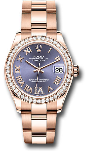 Rolex Everose Gold Datejust 31 Watch - Diamond Bezel - Aubergine Diamond Six Dial - Oyster Bracelet