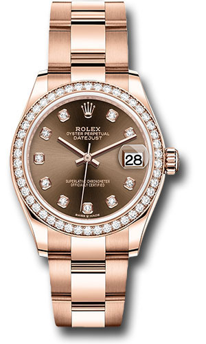 Rolex Everose Gold Datejust 31 Watch - Diamond Bezel - Chocolate Diamond Dial - Oyster Bracelet