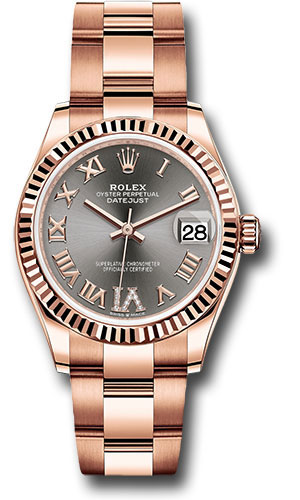 Rolex Everose Gold Datejust 31 Watch - Fluted Bezel - Rhodium Diamond Six Dial - Oyster Bracelet