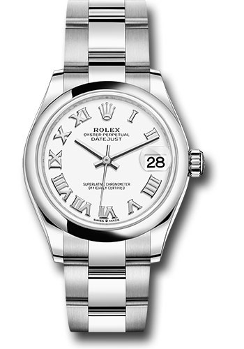 Rolex Steel and White Gold Datejust 31 Watch - Domed Bezel - White Roman Dial - Oyster Bracelet