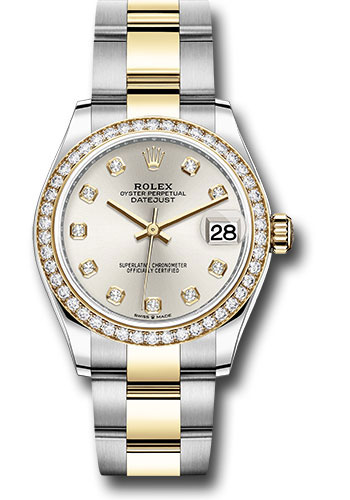 Rolex Steel and Yellow Gold Datejust 31 Watch - Diamond Bezel - Silver Diamond Dial - Oyster Bracelet