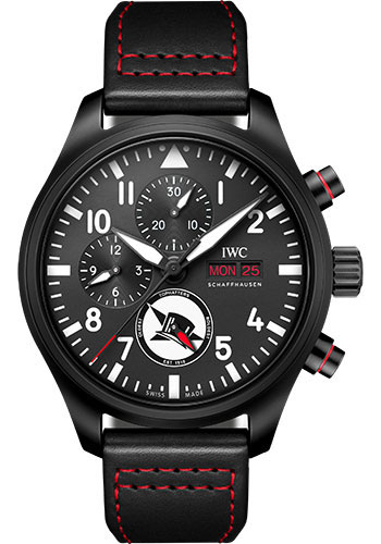 IWC Pilot’s Watch Chronograph Edition Tophatters Watch - Ceramic Case - Black Dial - Black Calfskin Strap