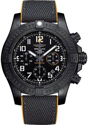 Breitling Avenger Hurricane 45 Watch - Breitlight® Case - Volcano Black Dial - Anthracite and Yellow Military Rubber Strap