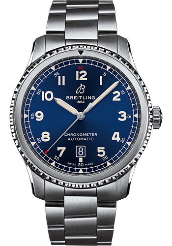 Breitling Aviator 8 Automatic 41 Watch - Stainless Steel - Blue Dial - Metal Bracelet