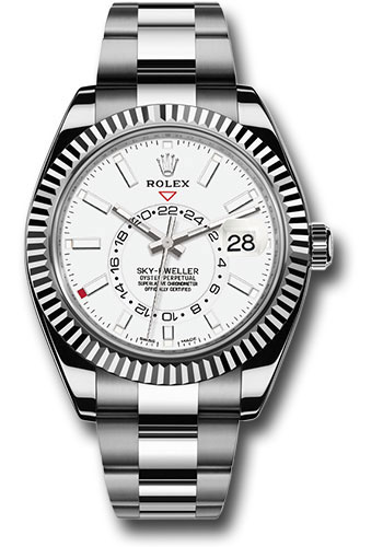 Rolex White Rolesor Sky-Dweller Watch - White Index Dial - Oyster Bracelet