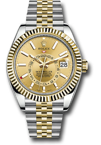 Rolex Yellow Rolesor Oyster Perpetual Sky-Dweller - Champagne Index Dial - Jubilee Bracelet