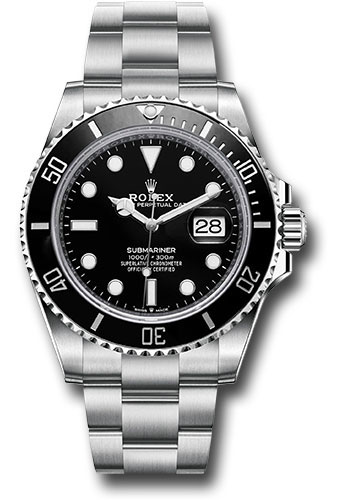 Rolex Steel Submariner Date Watch - Black Bezel - Black Dial