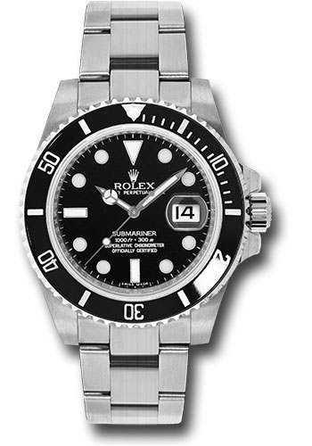 Rolex Steel Submariner Date Watch - Black Dial