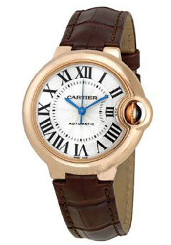 Cartier Ballon Bleu de Cartier Watch - 33 mm Pink Gold Case - Brown Alligator Strap