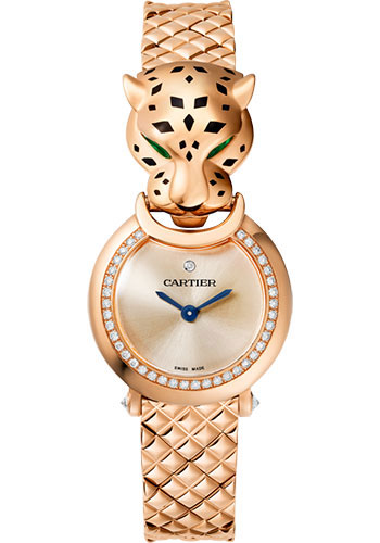 Cartier La Panthère Watch - 23.6 mm Pink Gold Diamond Case - Pink Dial - Pink Gold Bracelet