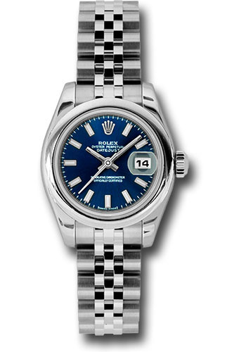 Rolex Steel Lady-Datejust 26 Watch - Domed Bezel - Blue Index Dial - Jubilee Bracelet