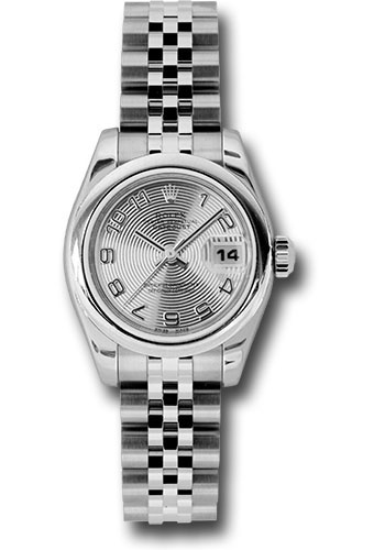 Rolex Steel Lady-Datejust 26 Watch - Domed Bezel - Silver Concentric Arabic Dial - Jubilee Bracelet