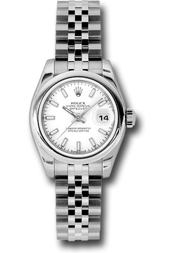 Rolex Steel Lady-Datejust 26 Watch - Domed Bezel - White Index Dial - Jubilee Bracelet