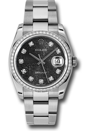 RRolex Steel and White Gold Datejust 36 Watch - 52 Diamond Bezel - Black Jubilee Diamond Dial - Oyster Bracelet