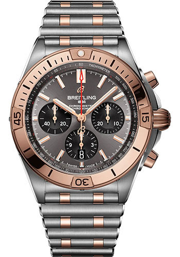 Breitling Chronomat B01 42 Watch - Steel and 18K Red Gold - Anthracite Dial - Metal Bracelet