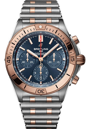 Breitling Chronomat B01 42 Watch - Steel and 18K Red Gold - Blue Dial - Metal Bracelet