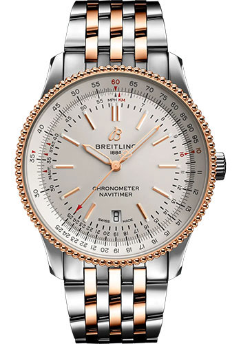Breitling Navitimer Automatic 41 Watch - Steel and 18K Red Gold - Silver Dial - Metal Bracelet