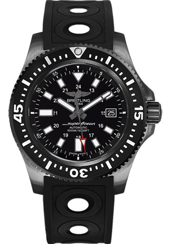 Breitling Superocean 44 Special Watch - Black Steel Case - Dial - Black Ocean Racer II Strap