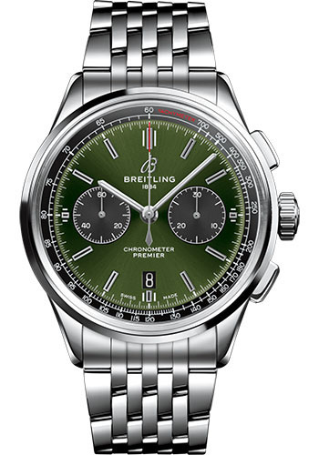 Breitling Premier B01 Chronograph Bentley Watch - 42mm Steel Case - Green Dial - Steel Bracelet