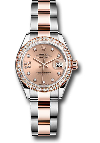 Rolex Everose Rolesor Lady-Datejust Watch - Diamond Bezel - Rosé Star Diamond Roman 9 Dial - Oyster Bracelet