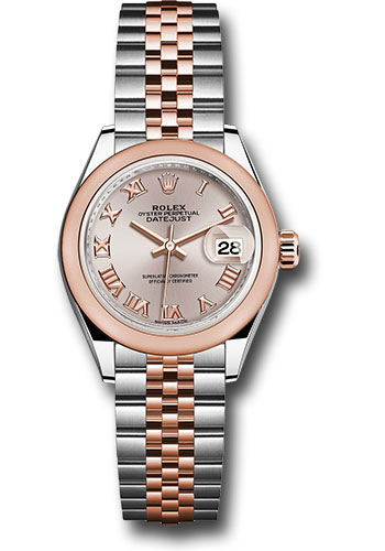 Rolex Steel and Everose Gold Rolesor Lady-Datejust 28 Watch - Domed Bezel - Sundust Roman Dial - Jubilee Bracelet