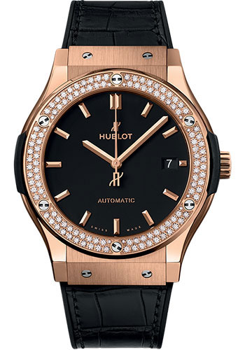 Hublot Classic Fusion King Gold Diamonds Watch - 45 mm - Black Dial