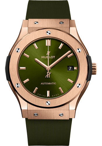 Hublot Classic Fusion King Gold Green Watch - 45 mm - Green Dial - Green Lined Rubber Strap