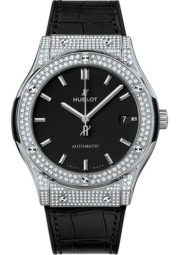 Hublot Classic Fusion Titanium Pavé Watch - 45 mm - Black Dial