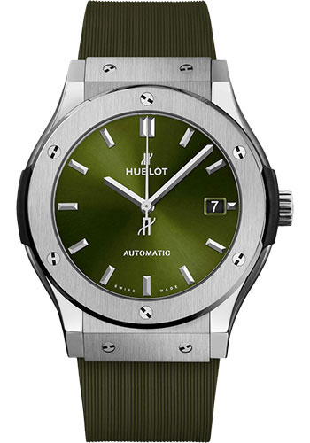 Hublot Classic Fusion Titanium Green Watch - 45 mm - Green Dial - Green Lined Rubber Strap