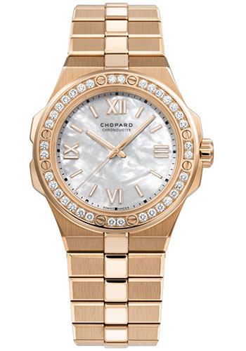Chopard Alpine Eagle Watch - 36.00 mm Rose Gold Case - Diamond Bezel - Mother-of-Pearl Dial