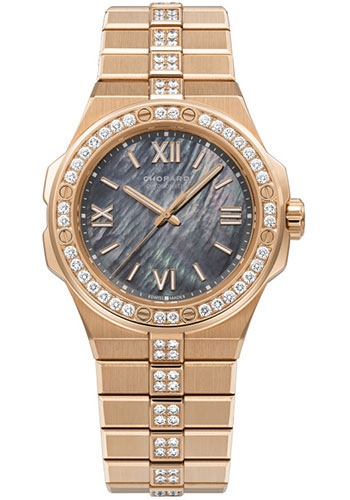 Chopard Alpine Eagle Watch - 36.00 mm Rose Gold Case - Diamond Bezel - Tahitian Mother-Of-Pearl Dial - Diamond Bracelet