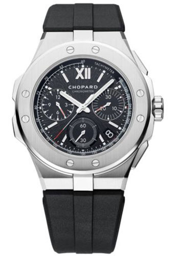 Chopard Alpine Eagle XL Chrono Watch - 44.00 mm Steel Case - Absolute Black Dial - Black Rubber Strap