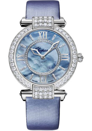 Chopard Imperiale Automatic Watch - 36.00 mm White Gold Diamond Case - Blue Mother-Of-Pearl Dial - Blue Strap