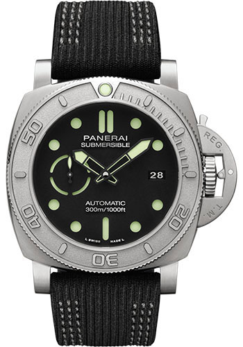 Panerai Submersible Mike Horn Edition - 47mm - Brushed Ecotitanium - Black Dial - Black Recycled Pet Strap
