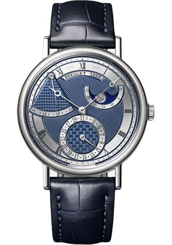 Breguet Classique 7137 - White Gold Case - Silver And Blue Dial - Blue Leather Strap