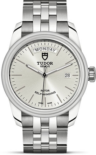 Tudor Glamour Date + Day Watch - 39 mm Steel Case - Silver Dial