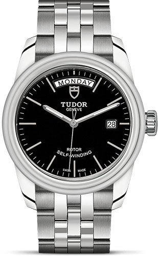 Tudor Glamour Date + Day Watch - 39 mm Steel Case - Black Dial