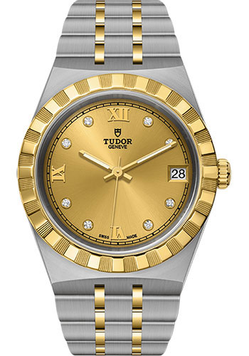 Tudor Tudor Royal Watch - 34mm Steel and Gold Case - Champagne Diamond Dial - Bracelet