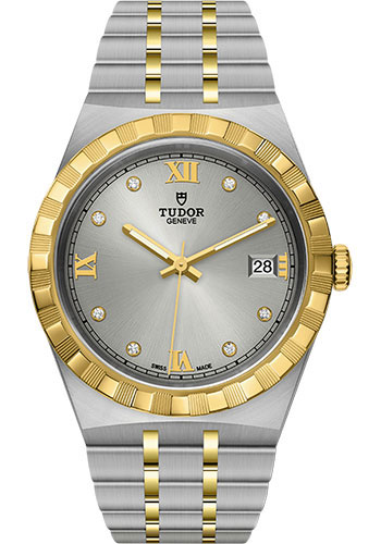 Tudor Tudor Royal Watch - 38mm Steel and Gold Case - Silver Diamond Dial - Bracelet