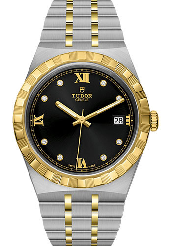 Tudor Tudor Royal Watch - 38mm Steel and Gold Case - Black Diamond Dial - Bracelet
