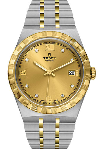 Tudor Tudor Royal Watch - 38mm Steel and Gold Case - Champagne Diamond Dial - Bracelet
