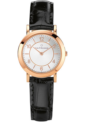 Carl F. Bucherer Adamavi Watch - 26 mm Rose Gold Case - Silver Dial - Black Alligator Strap
