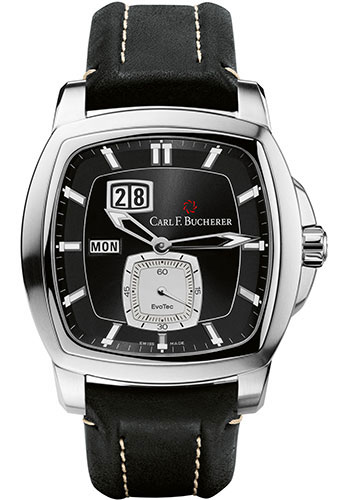 Carl F. Bucherer Patravi EvoTec DayDate Watch - Steel Case - Black Dial - Black Strap