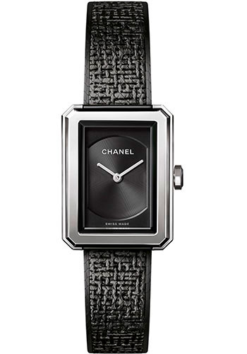 Chanel BOY·FRIEND TWEED Quartz Watch - Small Steel Case - Black Dial - Steel Bracelet