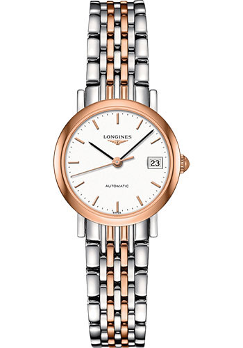 Longines Elegant Collection Watch - 25.5 mm Steel And 18K Pink Gold Cap 200 Case - White Dial - Bracelet